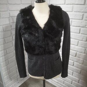 Simply Vera Vera Wang Ladies Size Medium Black & Grey Wool Blend Sweater